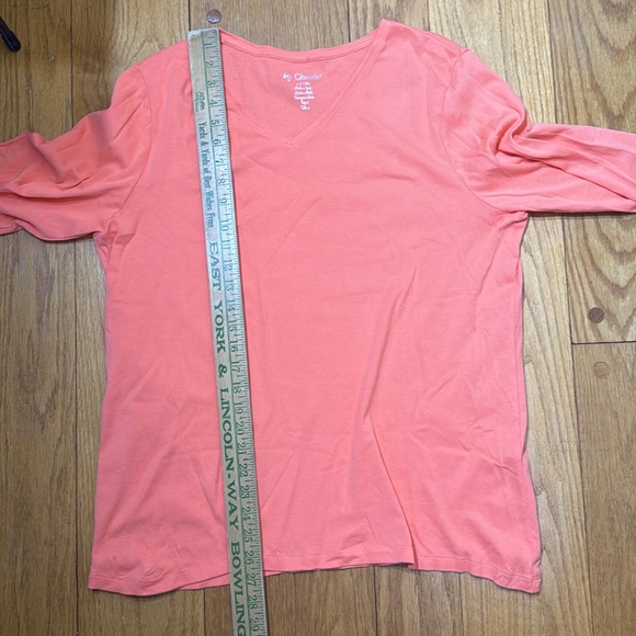 By Chico’s Womens XL Chico’s Size 3 Orange Mid Length Sleeve V-Neck Blouse - Picture 5 of 6